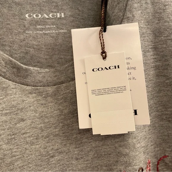 Coach Diary T-Shirt - NWT - Men’s Size Small - Heather Grey - Picture 9 of 12